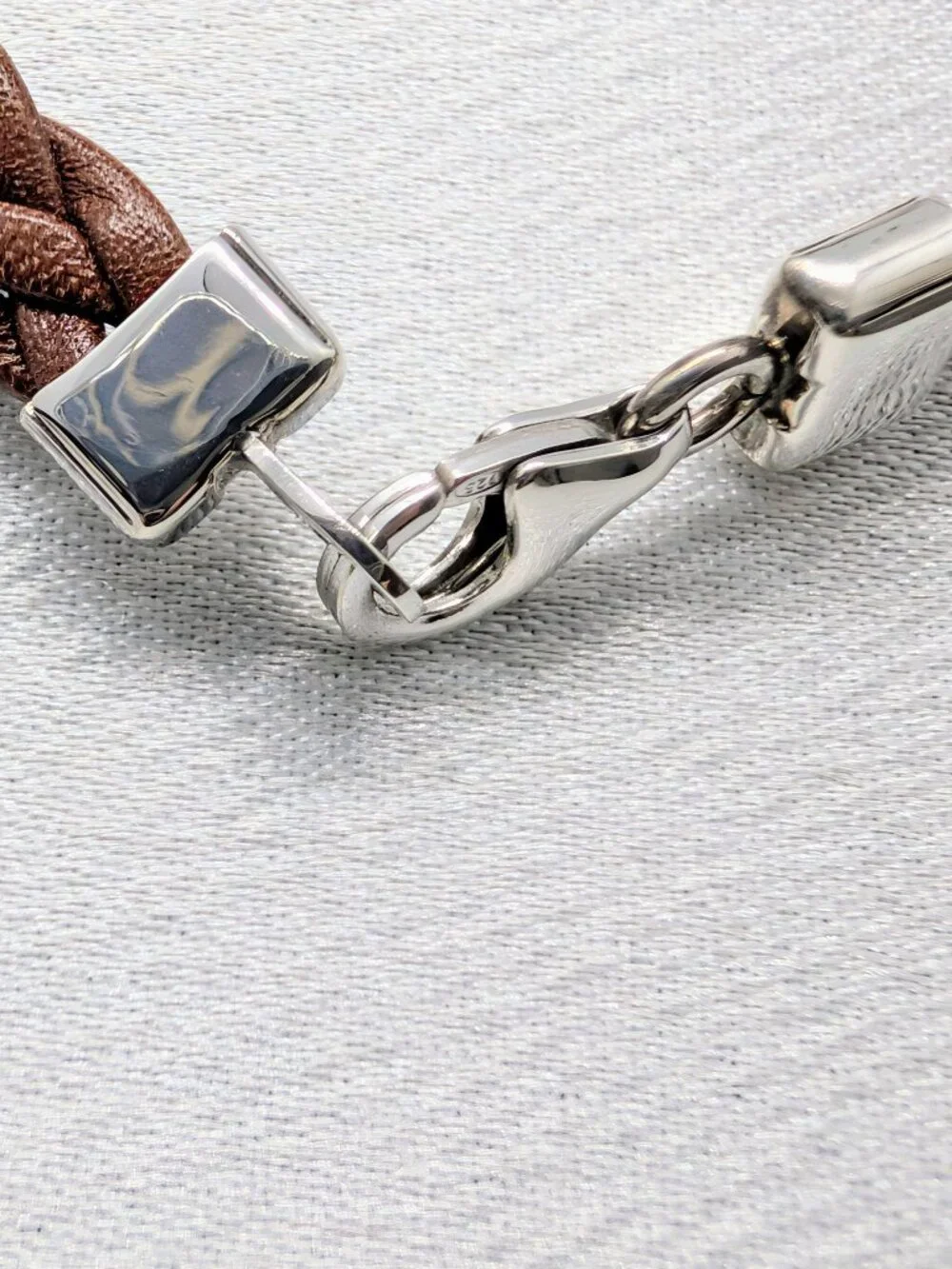 NEW Western Flair sterling silver and braided leather I.D. bracelet